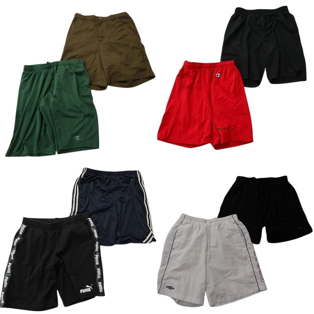 古着卸 まとめ売り スポーツブランドMIX ショートパンツ 8枚セット ( メンズ L ) チャンピオン アンブロ リーボック 中古 古着 NE6361
