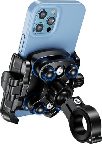 Kaedear(カエディア) バイク スマホホルダー 振動吸収 ファイバー強化樹脂&アルミ ハンドル/ミラー 原付 オートバイ 自転車/小型デザイン/iPhone専用設計/開閉回数耐久/スマホ厚さ14mm/カメラ突出対応/ロック機構/サイドボ e83a5959