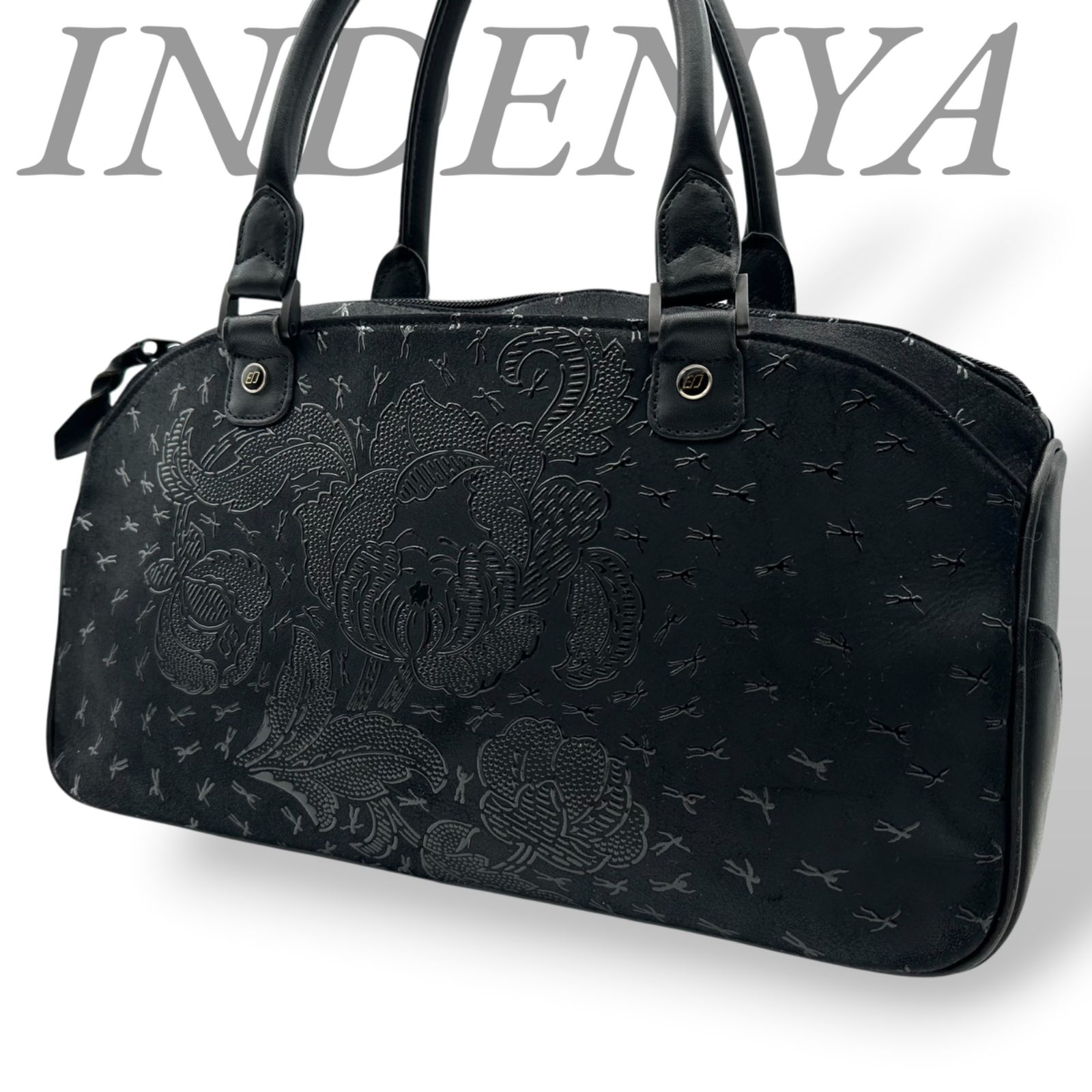 B5218】 INDENYA 印傳屋 インデンヤ ハンドバッグ 甲州印伝 鹿革 本革 