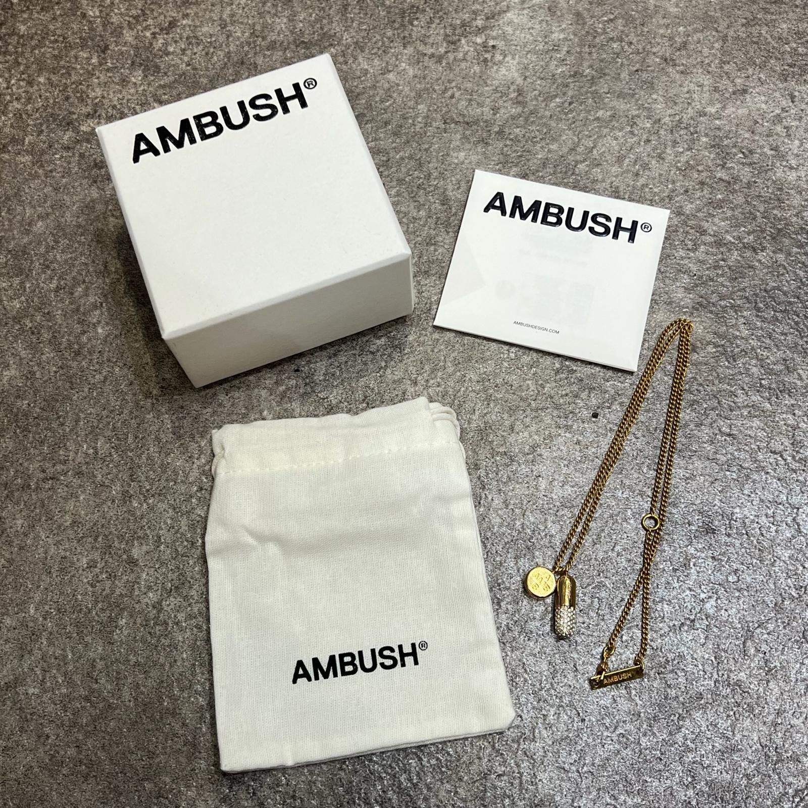 参考上代64900円 AMBUSH PAVE PILL CHARM NECKLACE パヴェチャームネックレス 錠剤 アンブッシュ 265587005 F （8586M）