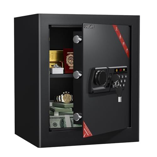家庭用金庫 テンキー式 セキュリティーボックス 業務用 店舗用 会社用 ホテル用 保管庫 A4ファイル対応 警報アラーム付き Type-C緊急給電機能搭載 盗難防止 防犯金庫 緊急キー付き 壁・床に固定可 日本語取扱説明書付き (47.0L) 0490b254
