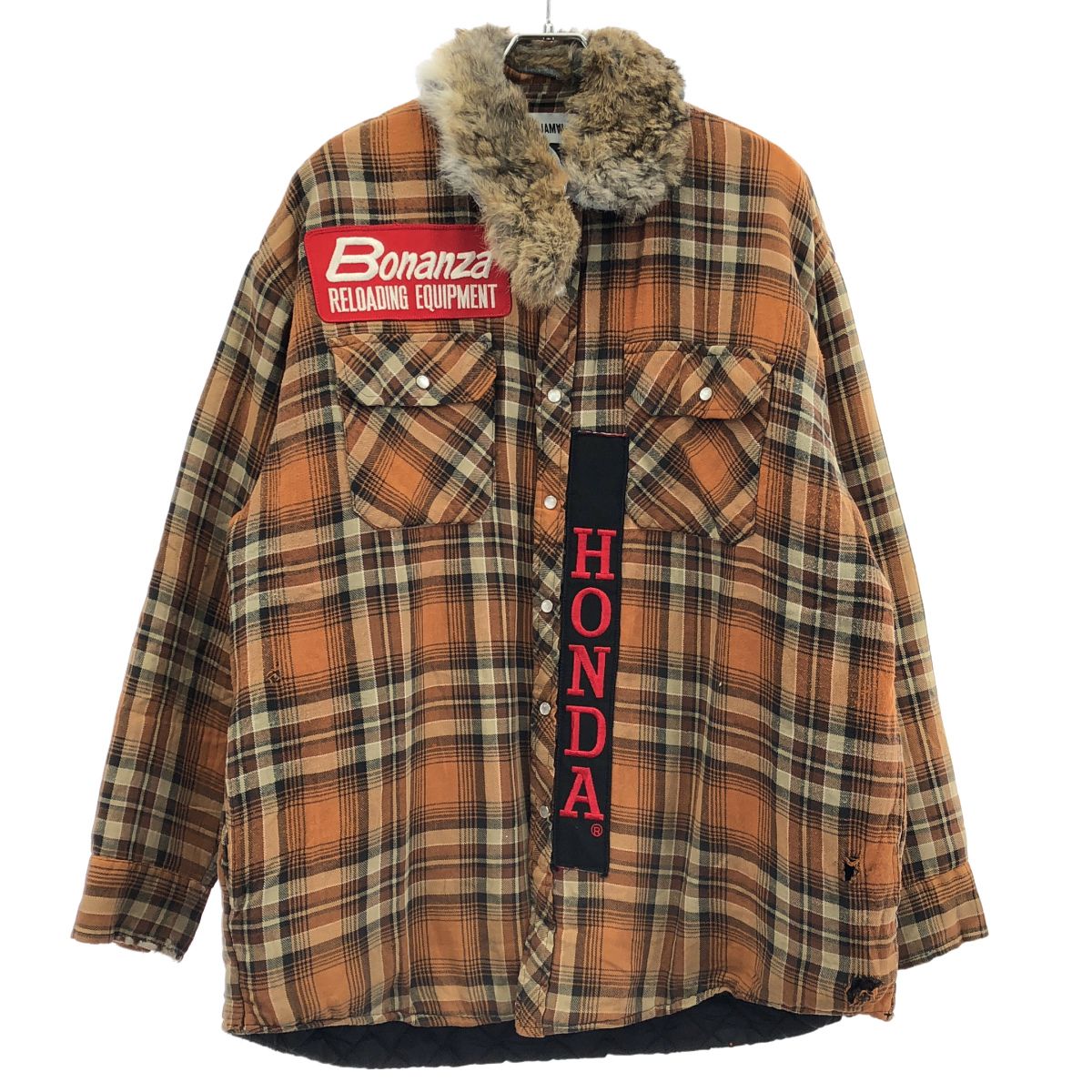 JOSHUA JAMAL ジョシュア ジャマル QUILTED FLANNEL SHIRT チェックシャツ ブラウン L/XL