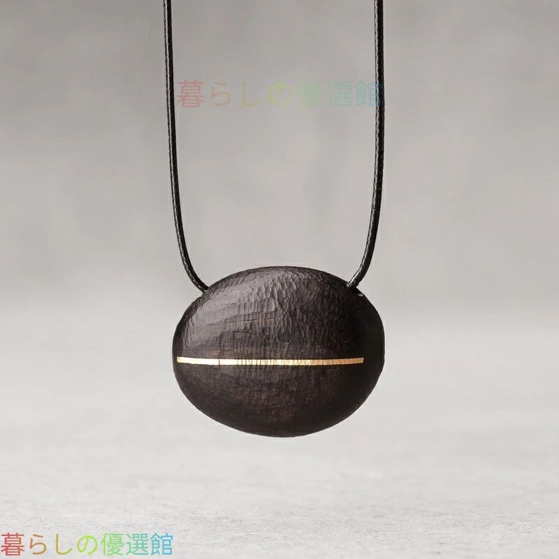人気ギフト 手彫り銅線象嵌 黒檀ペンダント｜楕円形シンプルロングタイプ 手作り プレゼント おしゃれ 誕生日 ギフトにもおすすめ レトロデザイン ネックレス ― ペンダント ハンドメイド SGP001