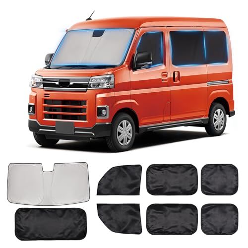 ZATOOTO ダイハツ ハイゼット カーゴ アトレー (S700V/S710V) 専用 車用カーテン フロントガラス サンシェード 遮光断熱 UVカット 吸盤不要 折り畳み式 マグネット内蔵 車中泊 取付簡単 収納袋付 8枚セット CT11 6554313b