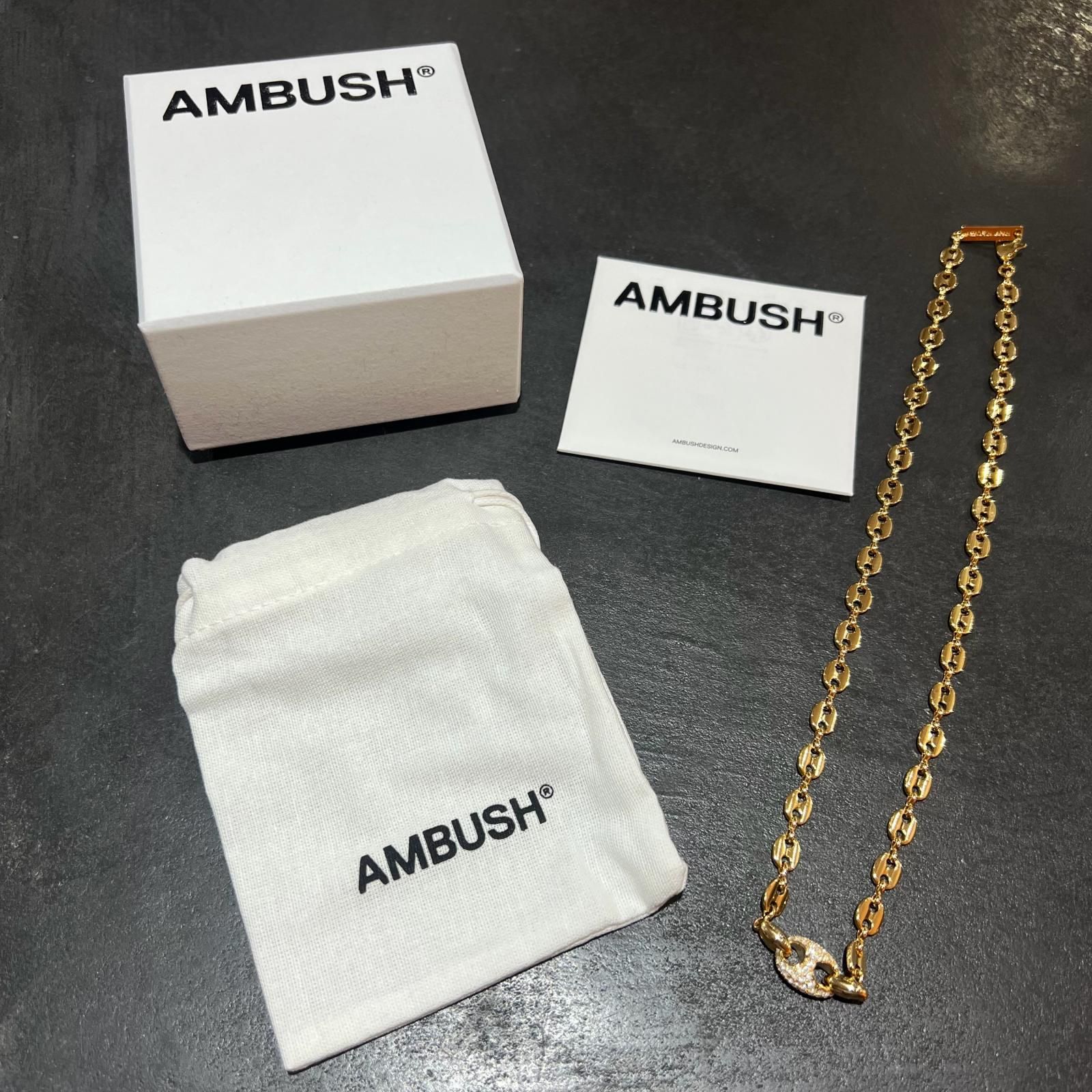 参考上代44000円 AMBUSH PAVE ARMOR A CHARM NECKLACE パヴェチャームネックレス ゴールド アンブッシュ F （8580M）