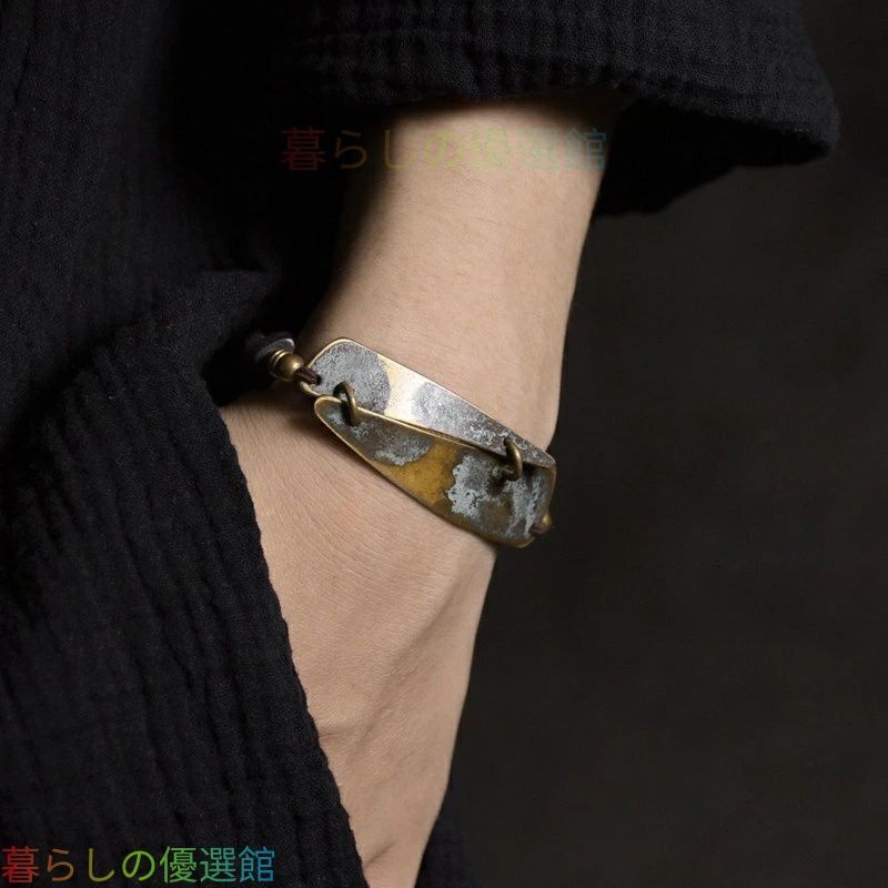 人気ギフト 手作り黒檀と真鍮のブレスレット 不規則なフォルムが個性に ヴィンテージ風 男女兼用 手作り ハンドメイド アクセサリー プレゼント おしゃれ 誕生日 ギフト 数量限定 SGP028
