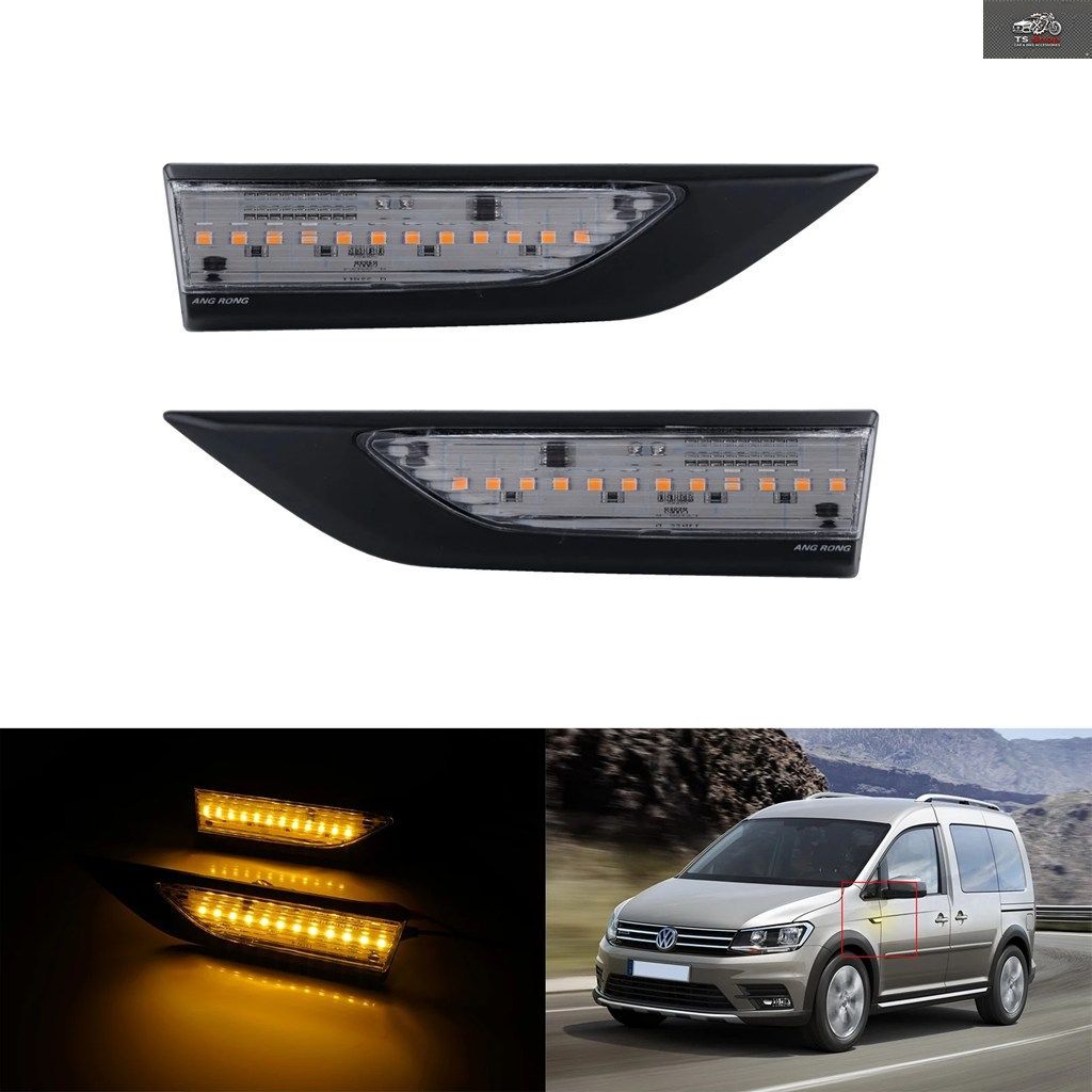 アンバーLEDサイドマーカーインジケーターリピーターターンシグナルライトクリアレンズVWキャディ4 MK IV 2015-2020