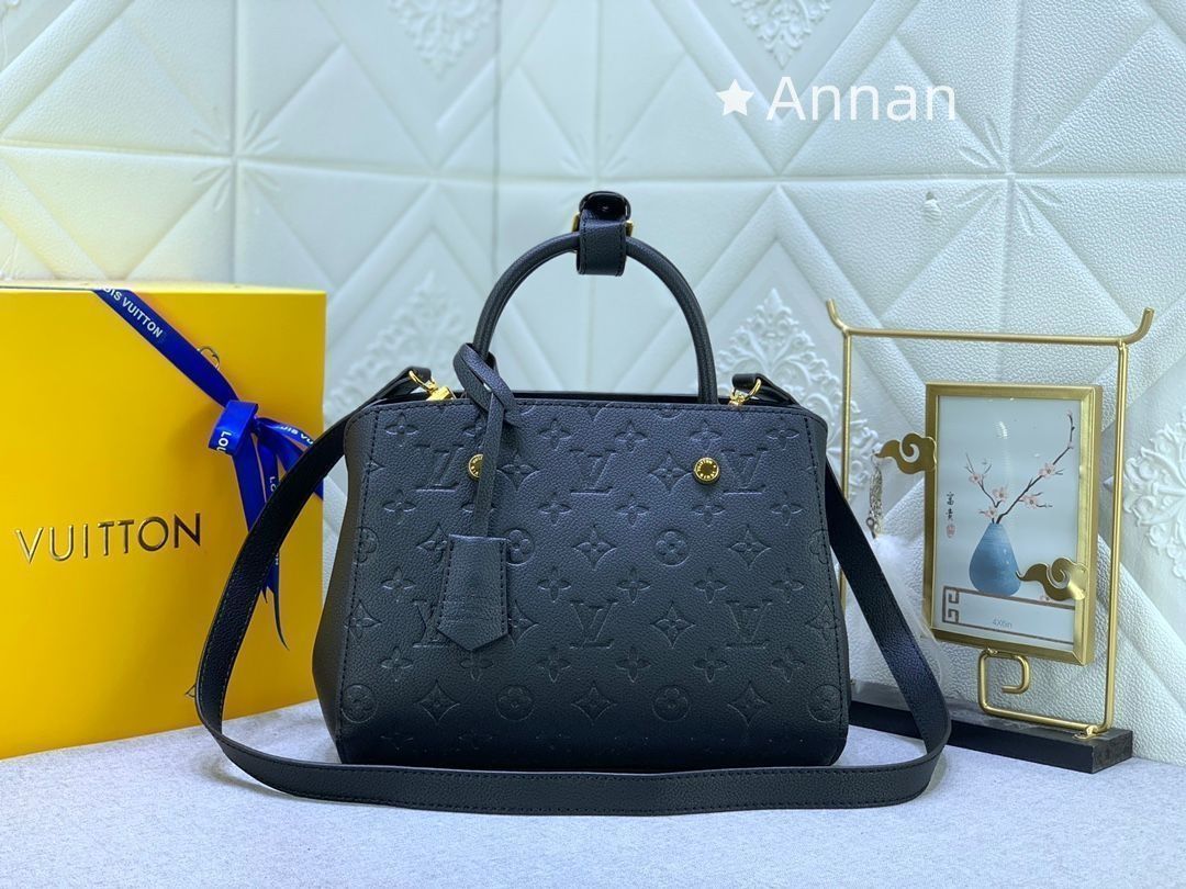 美品 ルイヴィトン LOUIS VUITTON モンテーニュBB ハンドバッグ モノグラムアンプラント 2way レザー ノワール