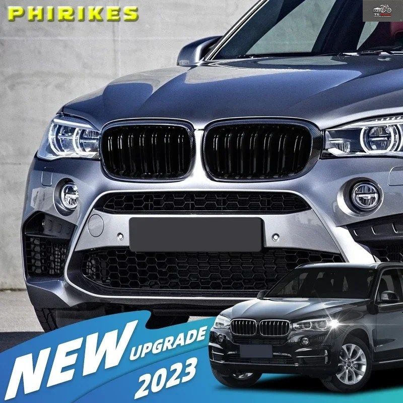LOOK CAR GRILLE GRILL FRONT KIDNEY GLOSSY 2 LINE DOUBLE SLAT BMW X5 F15 X6 F16 X5M F85 X6M F86 CAR