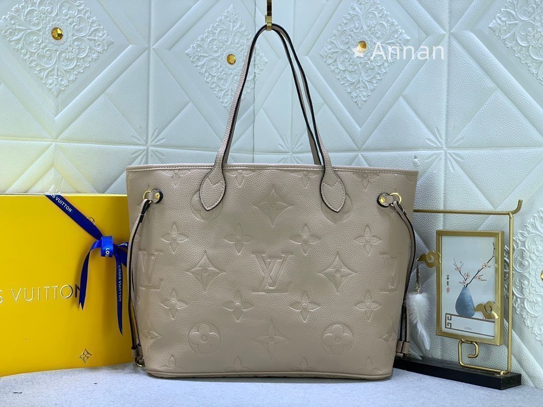 【美品】LOUIS VUITTON ルイヴィトン モノグラムア トートバッグ ンプラント ネヴァーフル MM 肩掛け トゥルトレール ベージュ