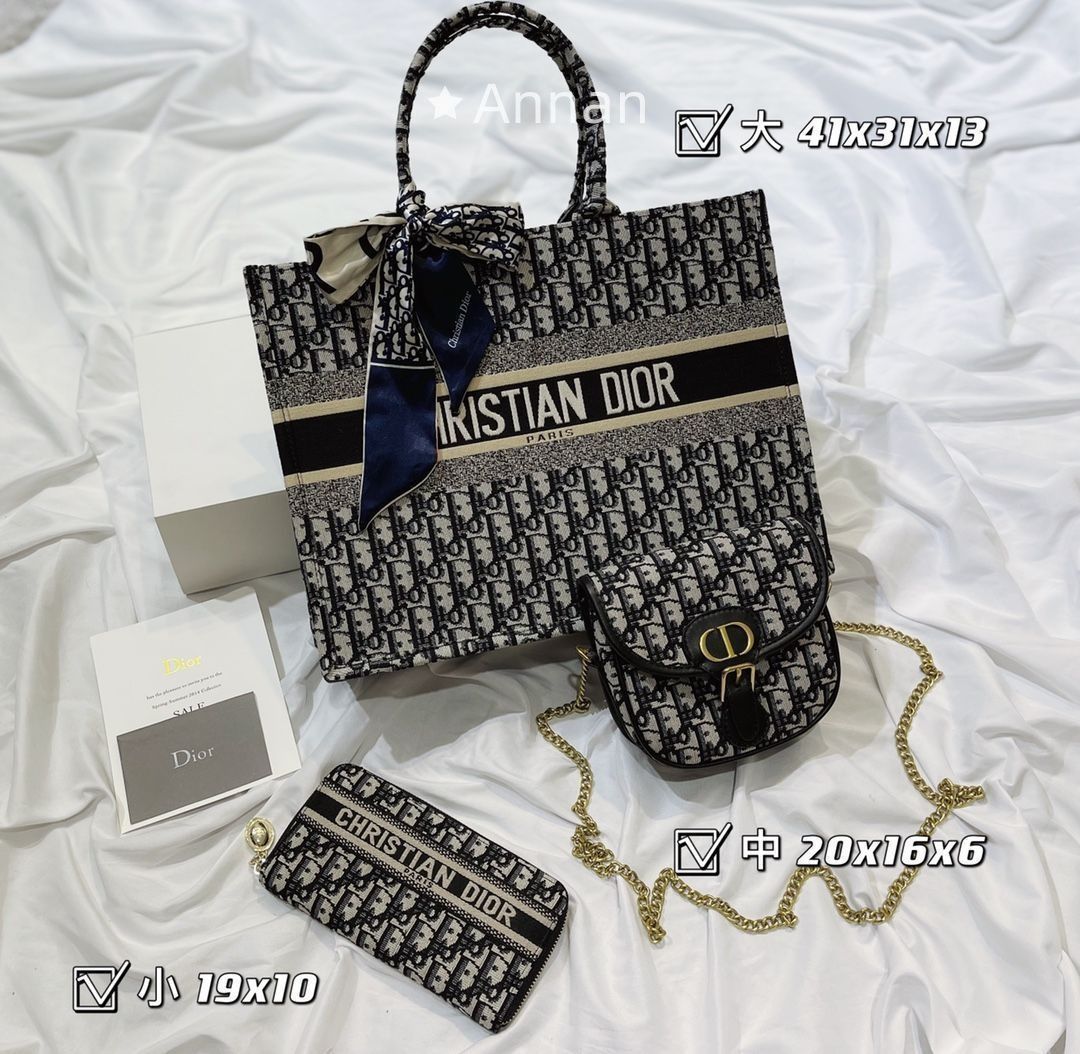 美品 Christian Dior クリスチャンディオール トートバッグ　大容量 ハンドバッグ 財布 3点セット