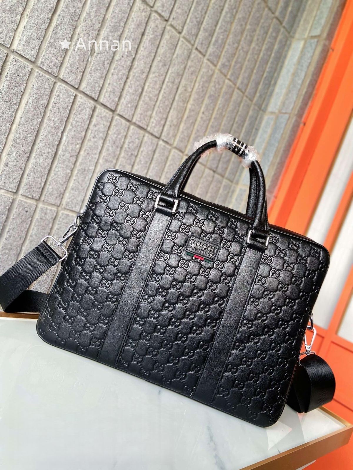 状態良 本革 メンズ GUCCI グッチ ビジネスバッグ GG