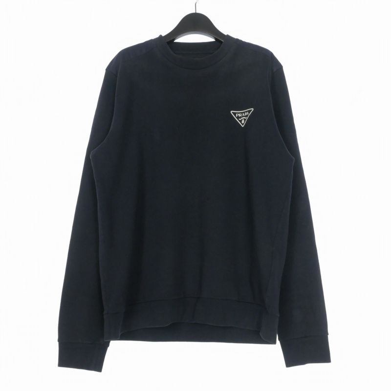プラダ PRADA トライアングルロゴ スウェット トレーナー 長袖 XL ネイビー 紺 UJL21A 国内正規
