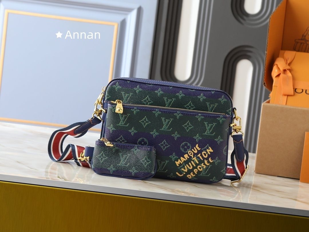 美品★極美品 LOUIS VUITTON ルイヴィトン ショルダーバッグ メンズ トリオ?メッセンジャー