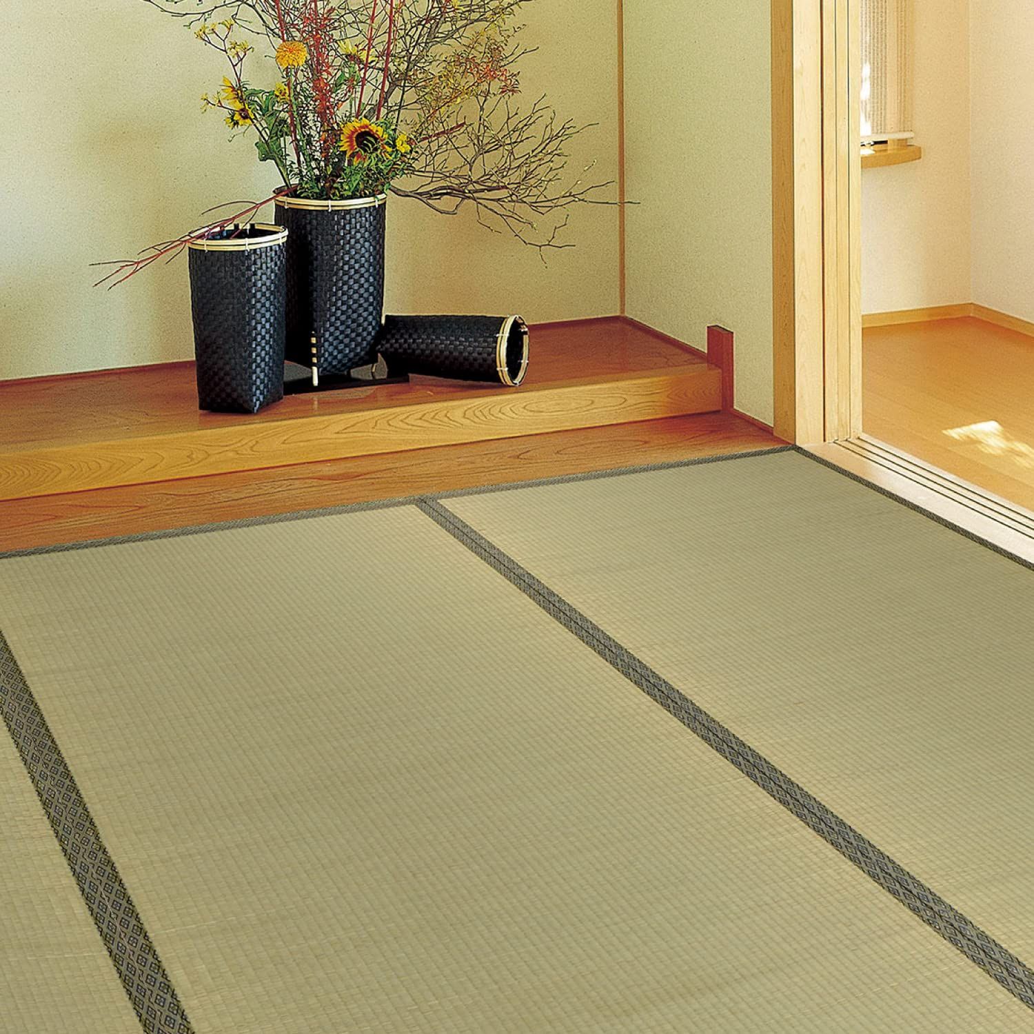 萩原 い草カーペット 上敷き 柳川 江戸間6畳 約261×352cm い草 ラグ お手頃上敷き 双目織 抗カビ 軽量 傷防止 日焼け防止送料無料