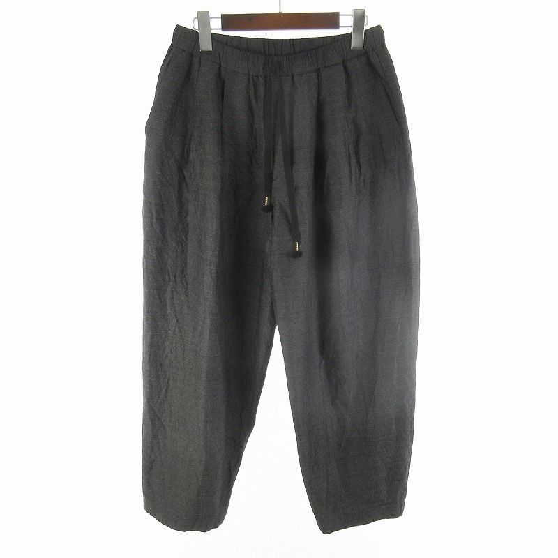 25ss calmlence カームレンス 1 PANTS035. Double Pleated Easy Tapered Poplin Washer イージーパンツ シルク ウール チャコールグレー ボトムス