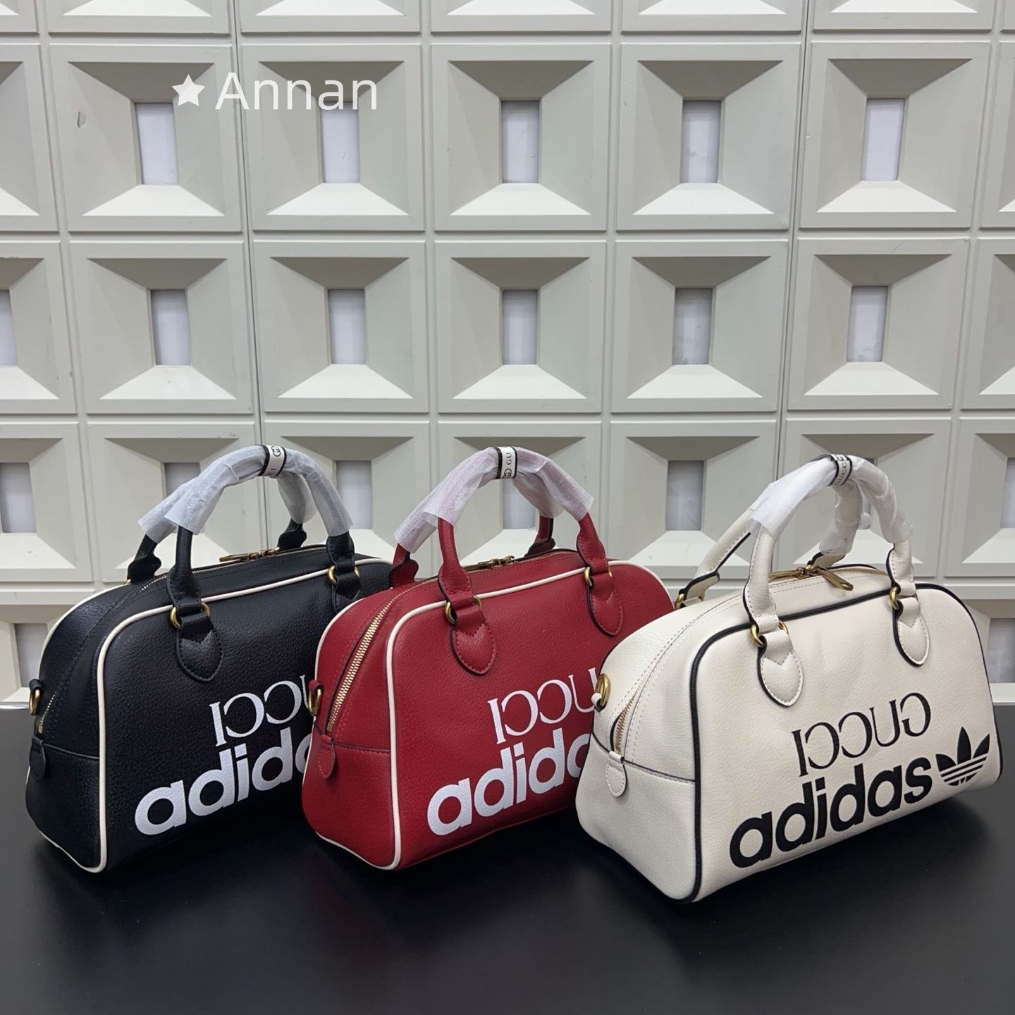 洒落 GUCCI グッチ ハンドバッグ adidasコラボ ミニダッフルバッグ GGクリスタル