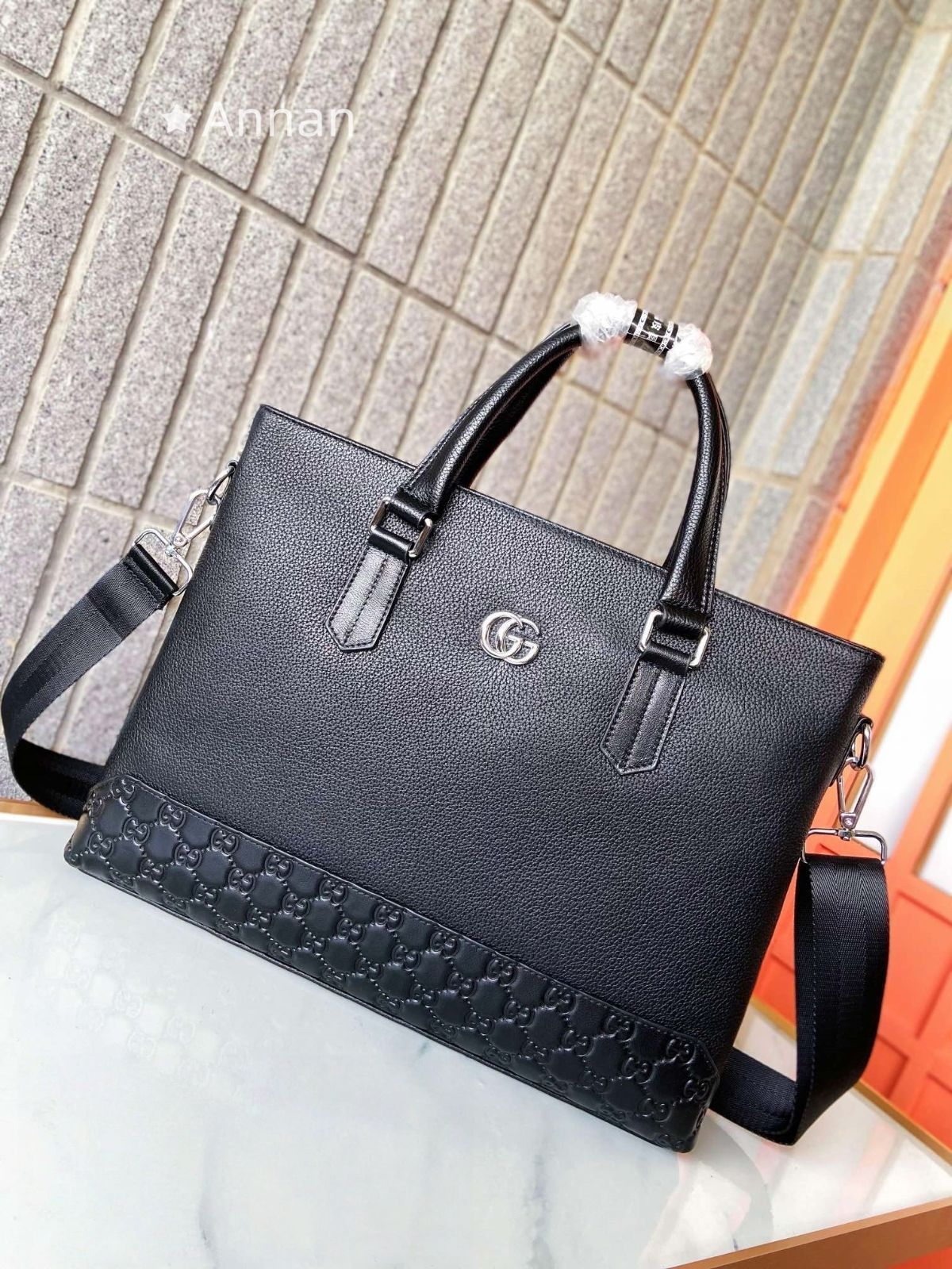 激レア 本革 メンズ GUCCI グッチ ビジネスバッグ GG