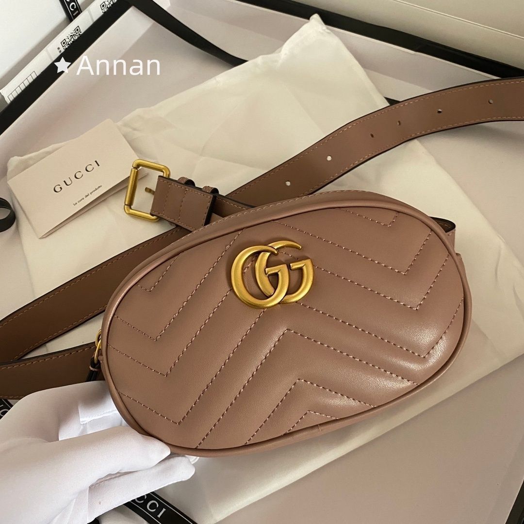【超極上美品】 GUCCI グッチ ボディバッグ?ウエストポーチ GGマーモント 476434 ウエストバッグ ブラック 9,800円