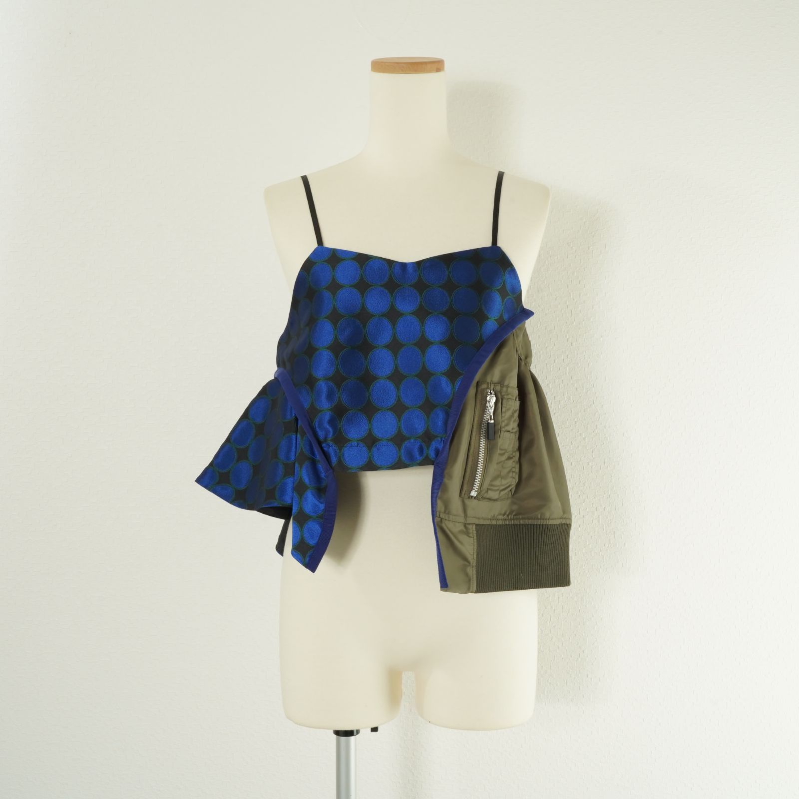 UN3D アンスリード JACQUARD MIX CAMISOLE ジャガードミックス キャミソール ビスチェ ベスト 切替 ドット 水玉 ミリタリー