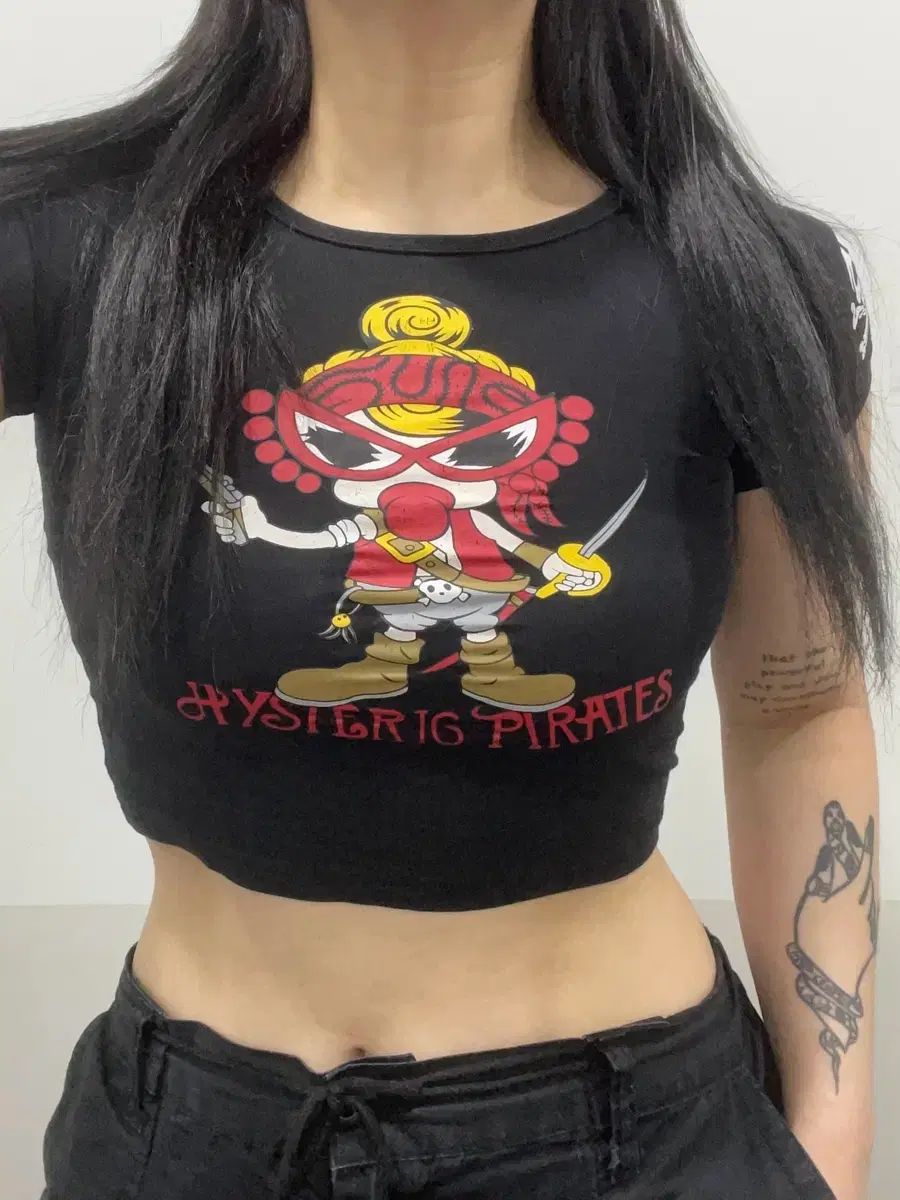 Hysteric Mini ヒステリック 海賊ミニちゃん プリンティング クロップド 半袖Tシャツ