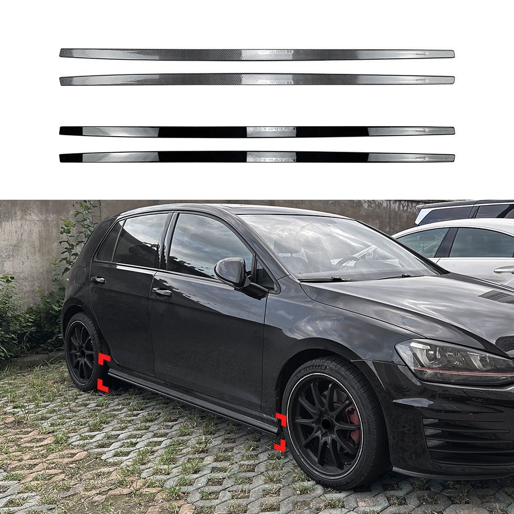 VW Golf 7/7.5 GTI/R（フォルクスワーゲン ゴルフ7/7.5 GTI/R）専用サイドスカートリップ ABS製 カーボン調/ピアノブラックドレスアップ効果抜群走行安定性向上 スポーティなシルエット 軽量高強度 車種専用デザイン おすすめ 送料無料