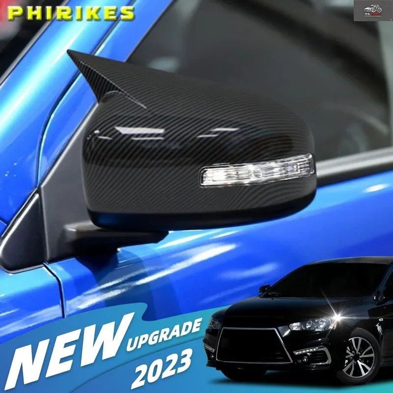 カーボンファイバー製サイドドアミラーカバー装飾フィルム 三菱ランサーX10 EX EVO 2013-2016