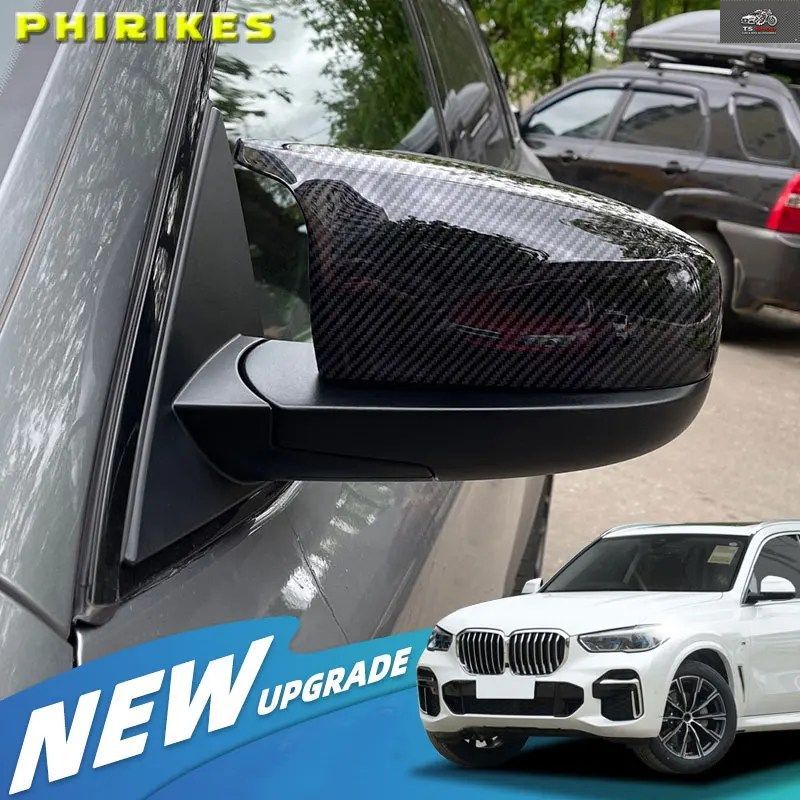 フェイスリフト後のBMW X5 E70 X6 E71 2008-2013用ミラーカバーキャップ（カーボンファイバーパターン）2個セット