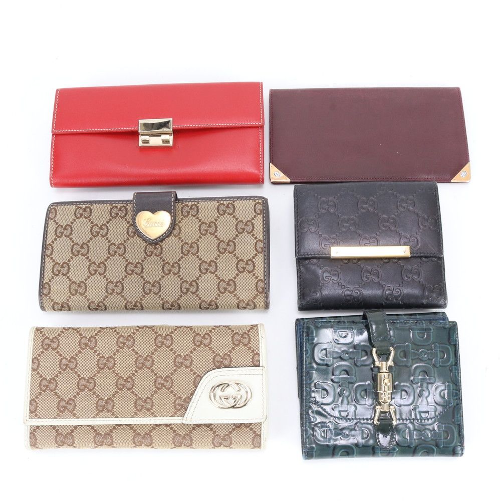 まとめ 6点 セット グッチ GGキャンバス グッチシマ ジャッキー レザー 長財布 二つ折り 三つ折り レディース メンズ EEM DY60-2【中古】