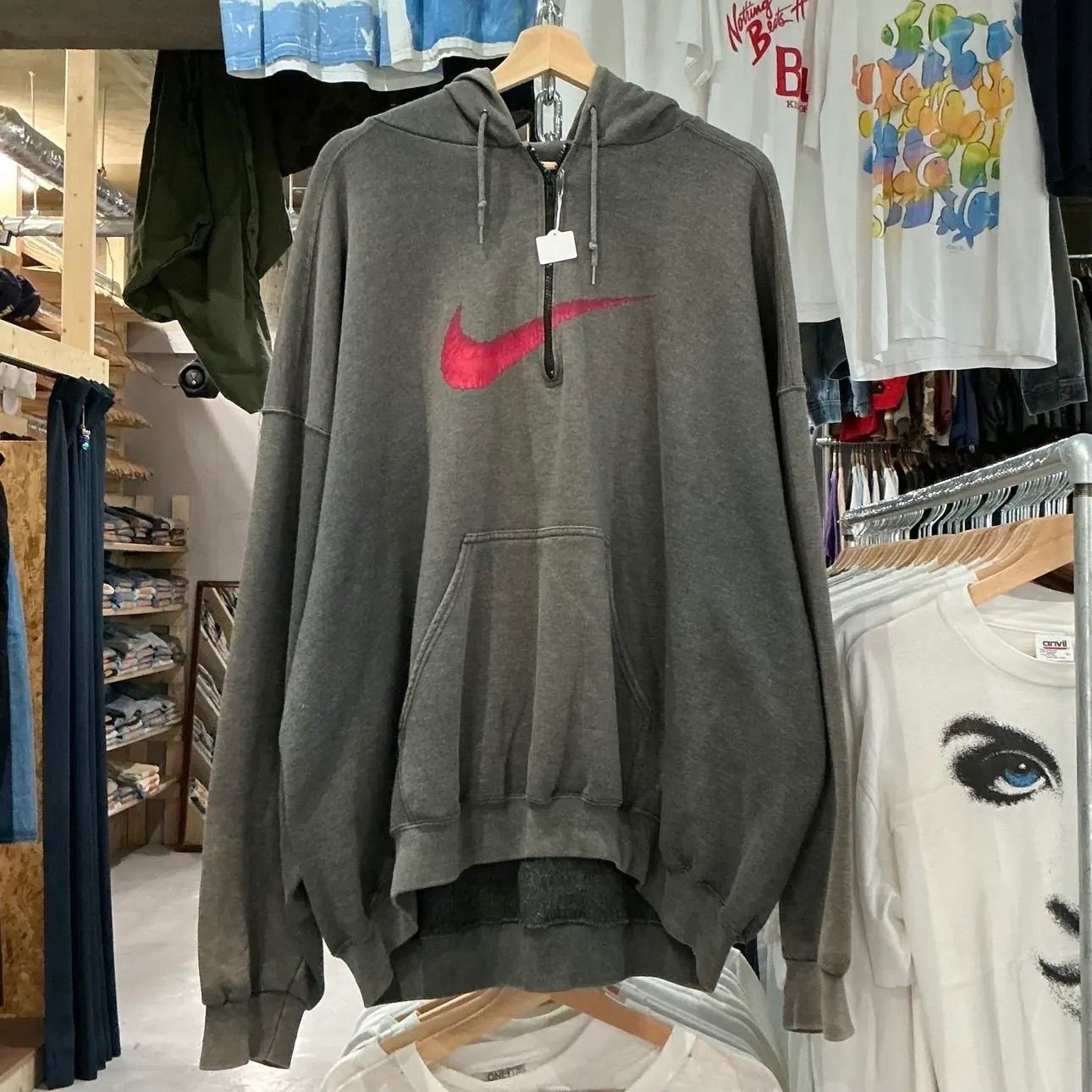 90s NIKE Half-Zip Hoodie フェード ナイキ ハーフジップ パーカー