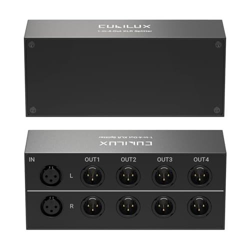 Cubilux 4分岐 XLR ステレオ オーディオ パッシブ スプリッター, 1入力(メス)→4出力(オス) XLR バランス 音声コンバーター, 1in4out 4チャンネル スプリッターボックスkk c291fc3c
