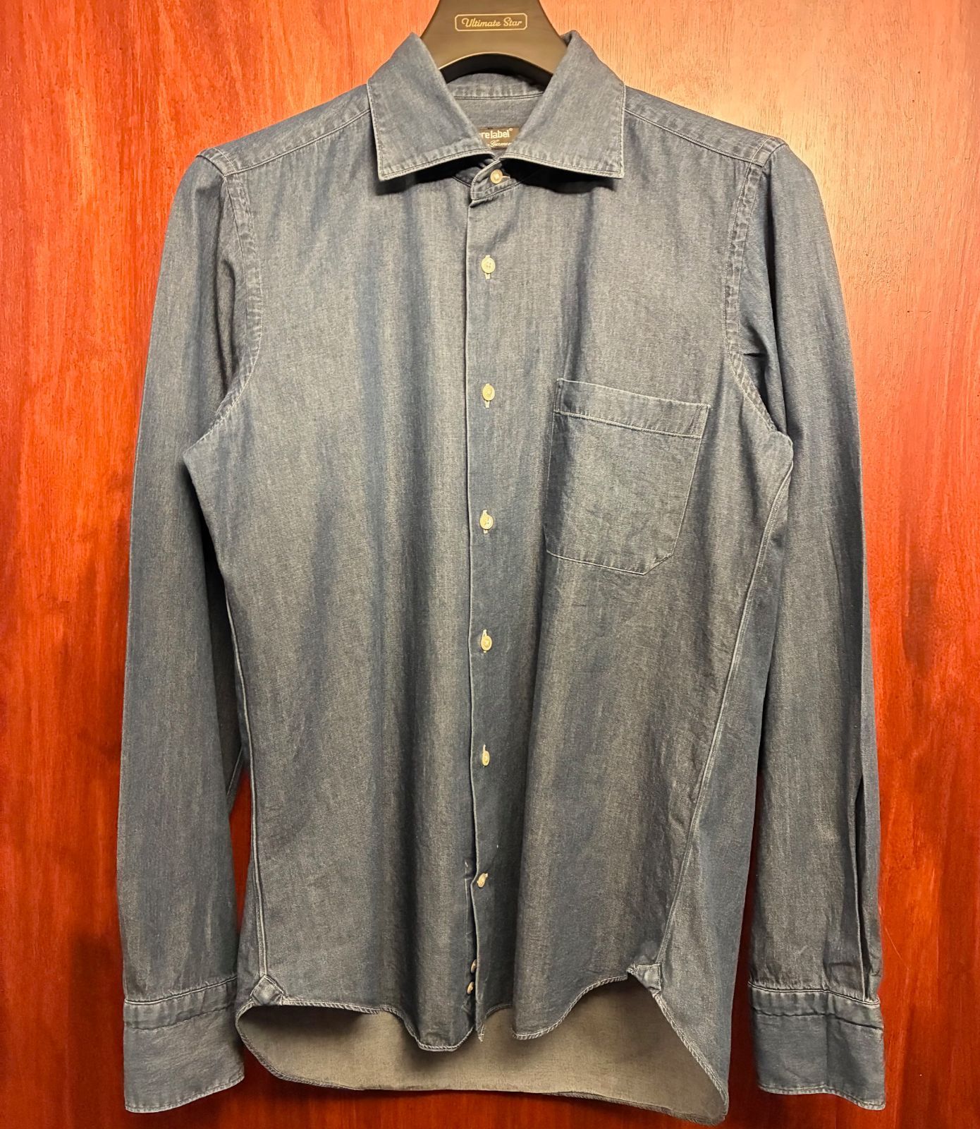 MADE IN ITALY製 Care label 長袖デニムシャツ インディゴ Mサイズ