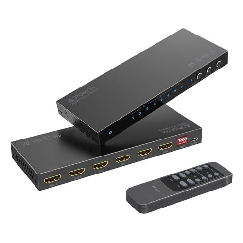 PORTTA 4K 60Hz HDMIマトリックス 4x2 4入力 2出力 スイッチスプリッター Toslink 3.5mmオーディオエクストラクター付き ARC 16種類のEDIDモード 4Kダウンスケール IRリモートサポート HDMI 59036b3a