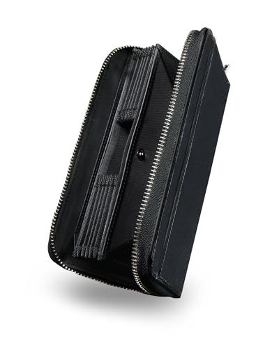 財布 メンズ 長財布 栃木レザー 本革 ボックス型の小銭入れ 大容量 カード縦入れ カード16枚 YKKファスナー 通帳ポケット 一流の革職人が作る 紳士 ビジネス 金運 (ブラック)@ 1a9f6dc9