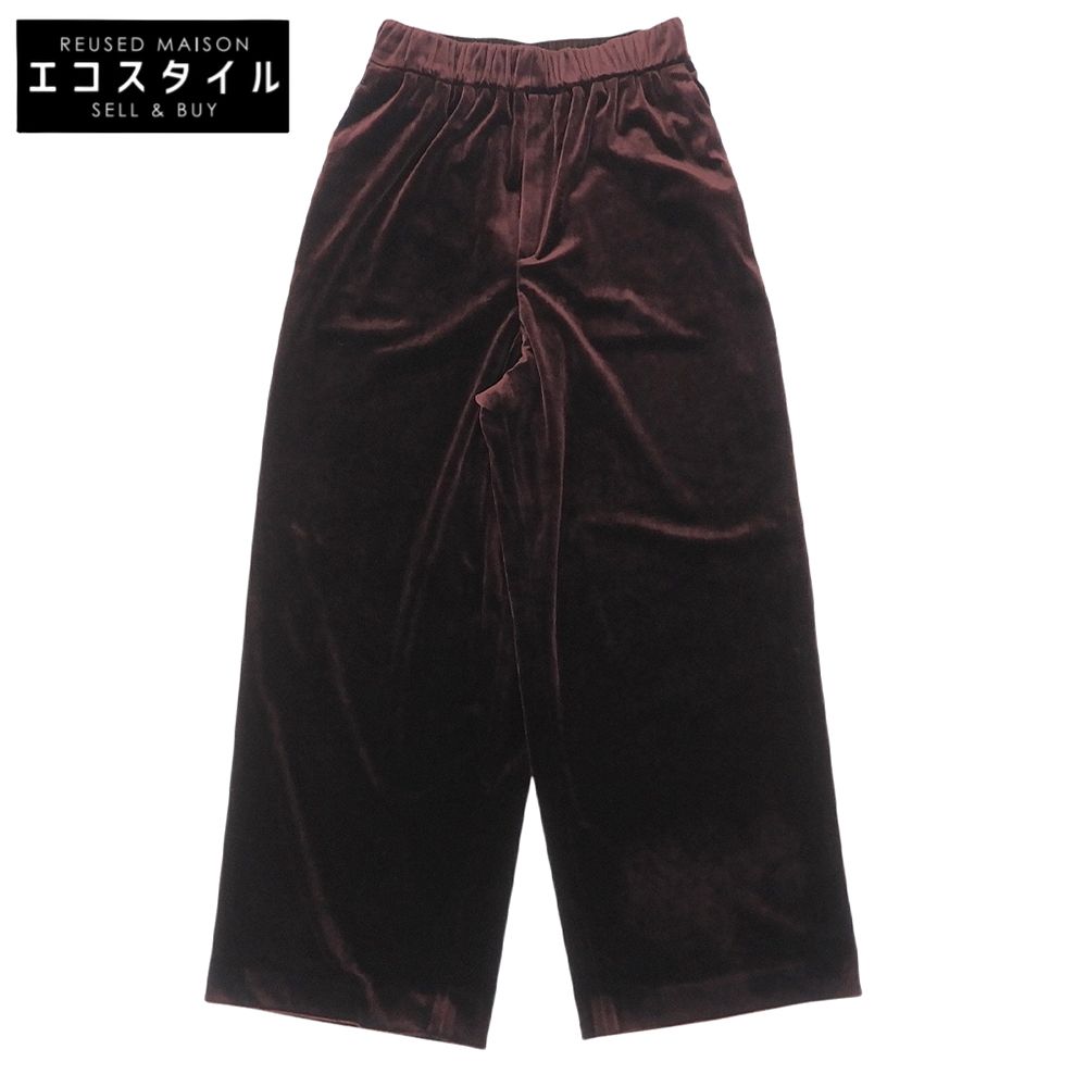 MUSE ミューズ 美品 ベルベット イージーワイドパンツ ボトムス レディース ワインレッド 36 25AW 25-030-500-2020 36