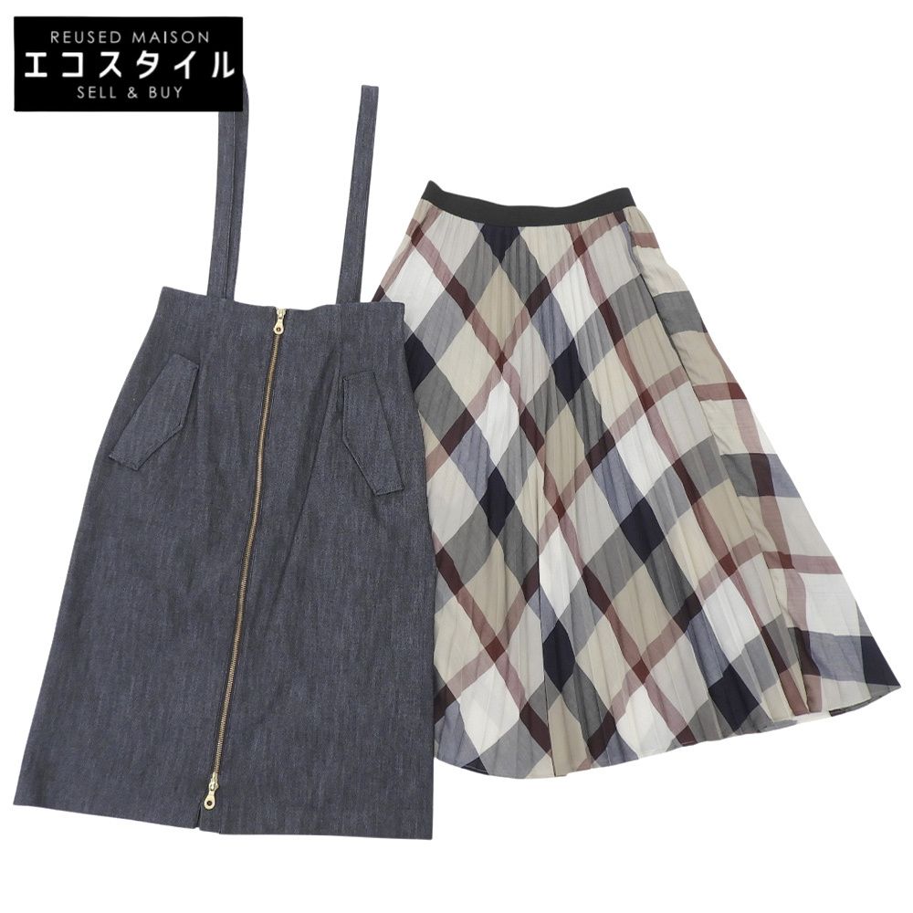 BLUE LABEL CRESTBRIDGE ブルーレーベルクレストブリッジ 美品 ストレッチギャバ 5way スカート レディース ブラック系 36 55S07-537-29 36