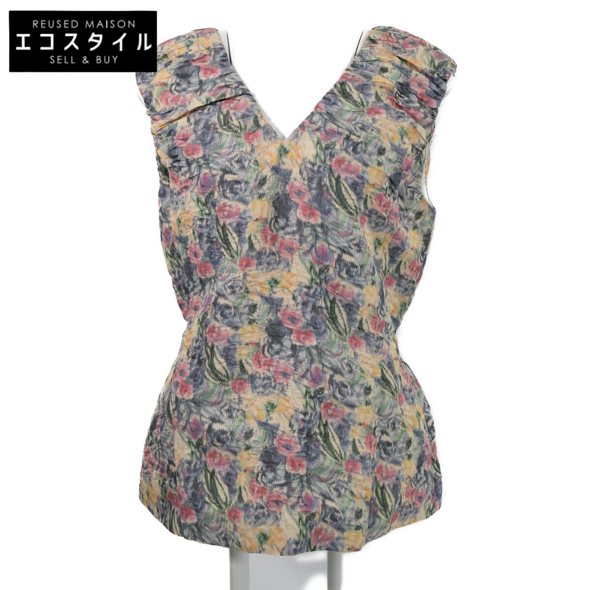 LUDLOW ラドロー 【美品/25SS】フラワー総柄 リネン混 バックジップ ノースリーブ トップス ※サイズの表記はございません。