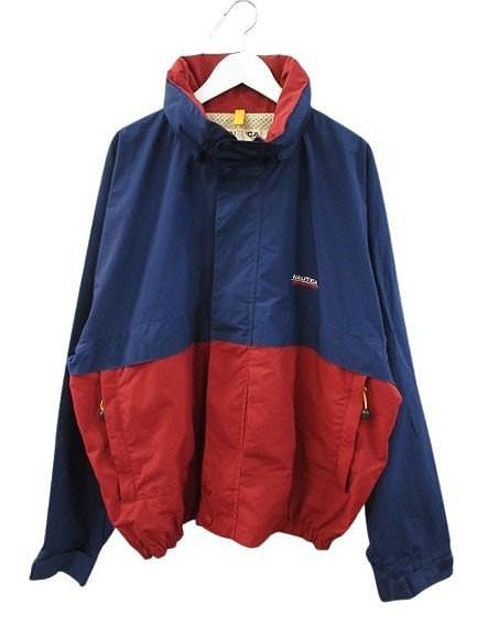 ノーティカ NAUTICA バイカラー ナイロンジャケット XXL ネイビー レッド ジップアップ ブルゾン アウター