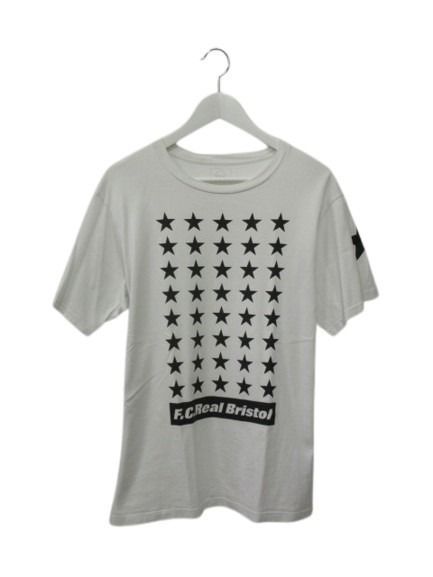 エフシーレアルブリストル F.C.Real Bristol FCRB Tシャツ 半袖 トップス 白系 ホワイト 黒 ラバープリント 丸首 M