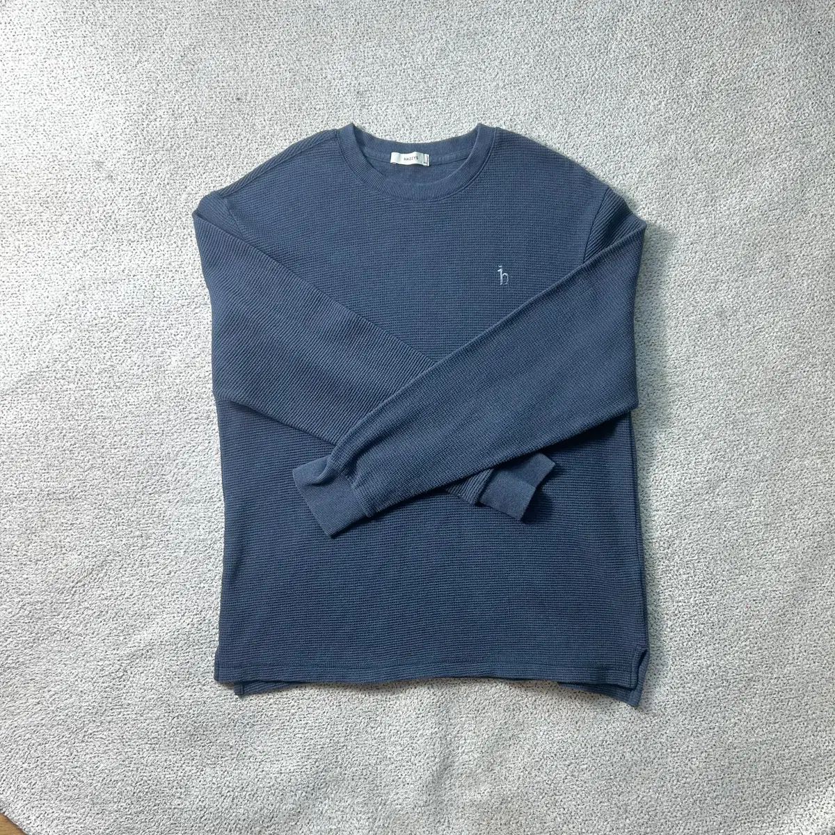 HAZZYS へジス ネイビー カラー ワッフル ロングスリーブ Tシャツ 100