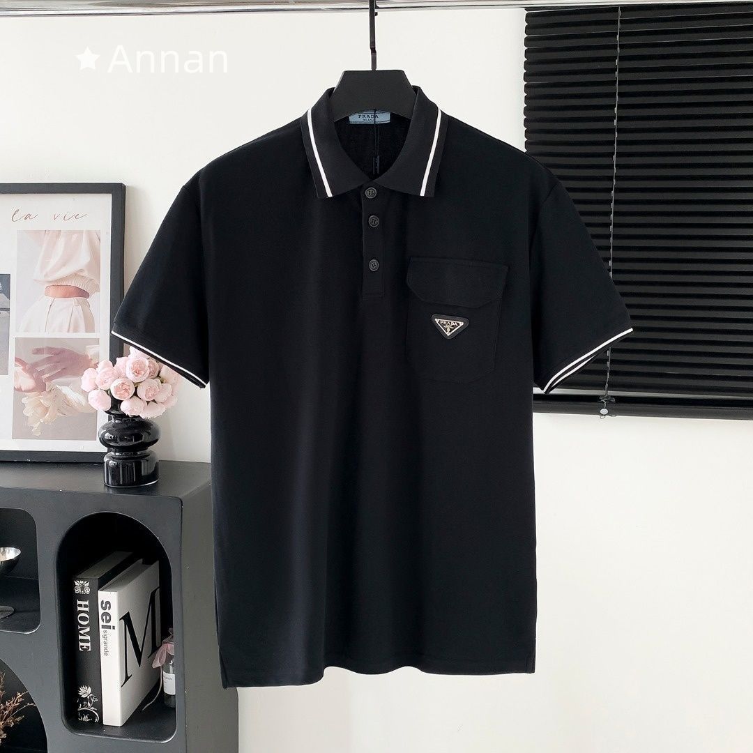 超極SSS美品 良品新品 タグ付 PRADA プラダ ポロシャツ 半袖シャツ POLO メンズ レディース ユニセックス カジュアル