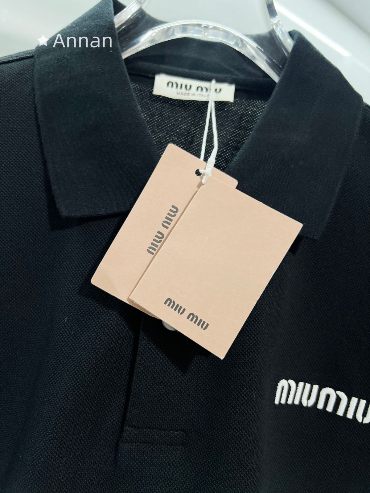 人気 極美品新品 タグ付 MIUMIU ミュウミュウ ポロシャツ 半袖シャツ