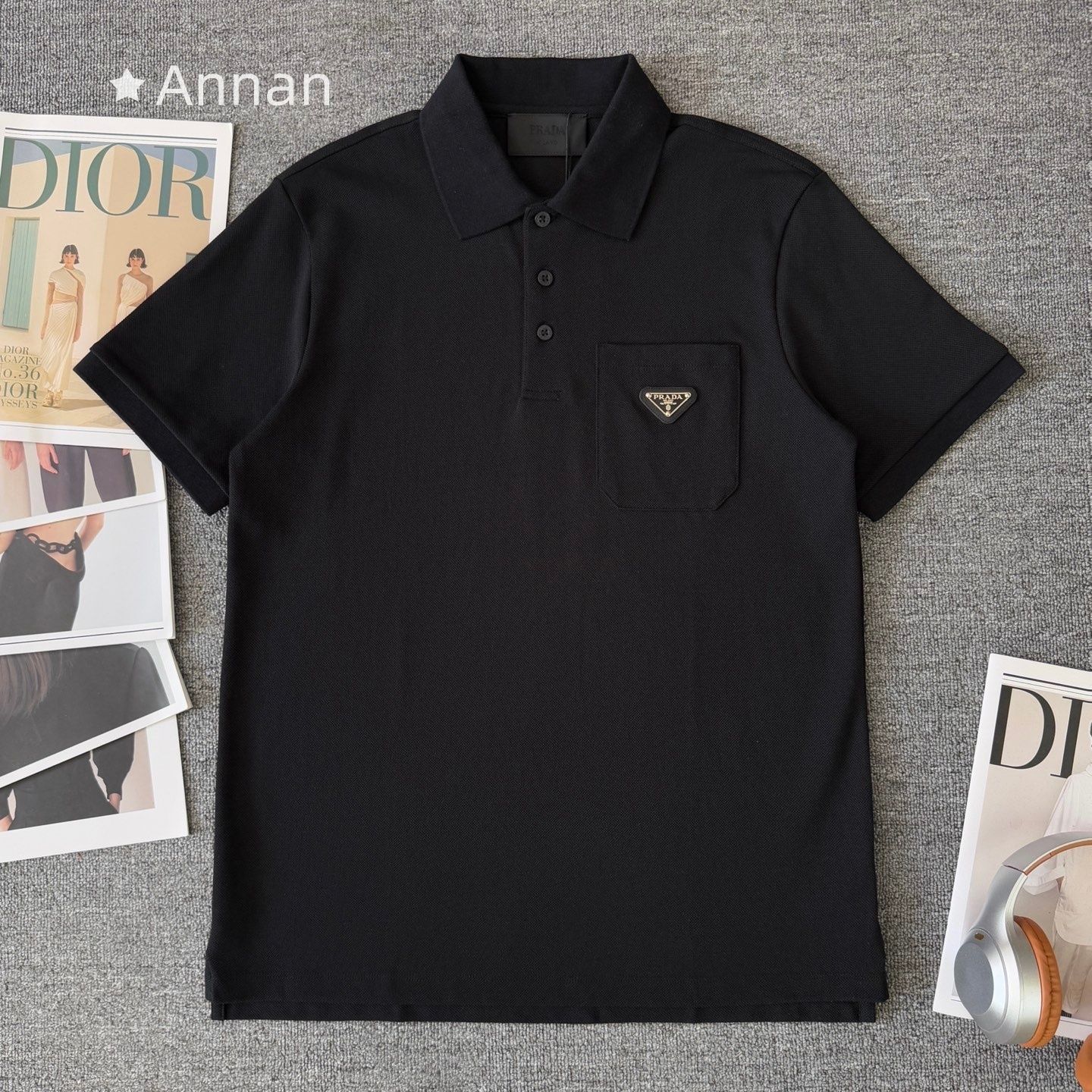 送料無料 超美品 新品！新品 タグ付 PRADA プラダ ポロシャツ 半袖シャツ POLO メンズ レディース ユニセックス カジュアル