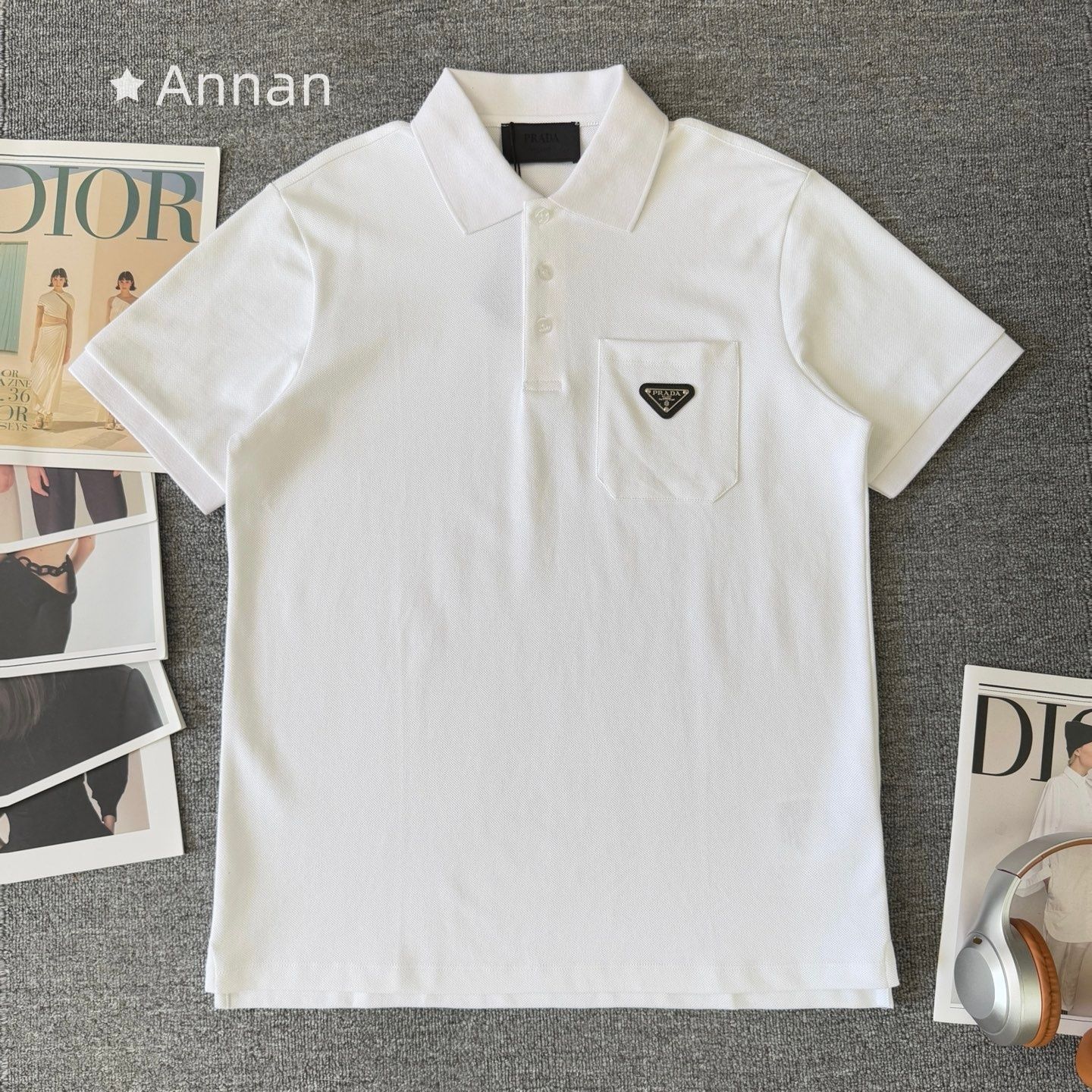 最終値下げ 美品新品 タグ付 PRADA プラダ ポロシャツ 半袖シャツ POLO メンズ レディース ユニセックス カジュアル