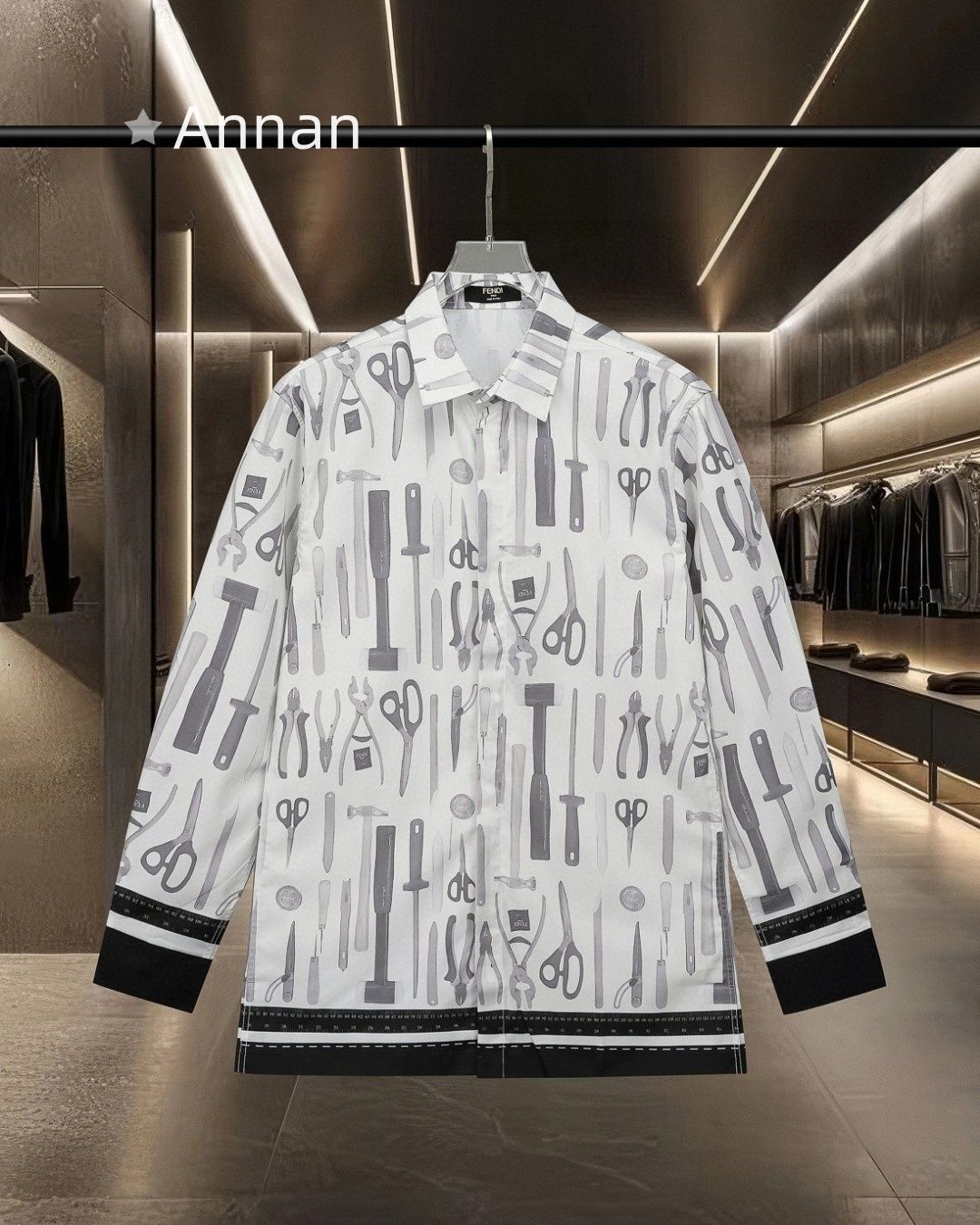 可愛 本日特価 超美品 新品 タグ付 FENDI フェンディ 長袖シャツ メンズ レディース ユニセックス カジュアル