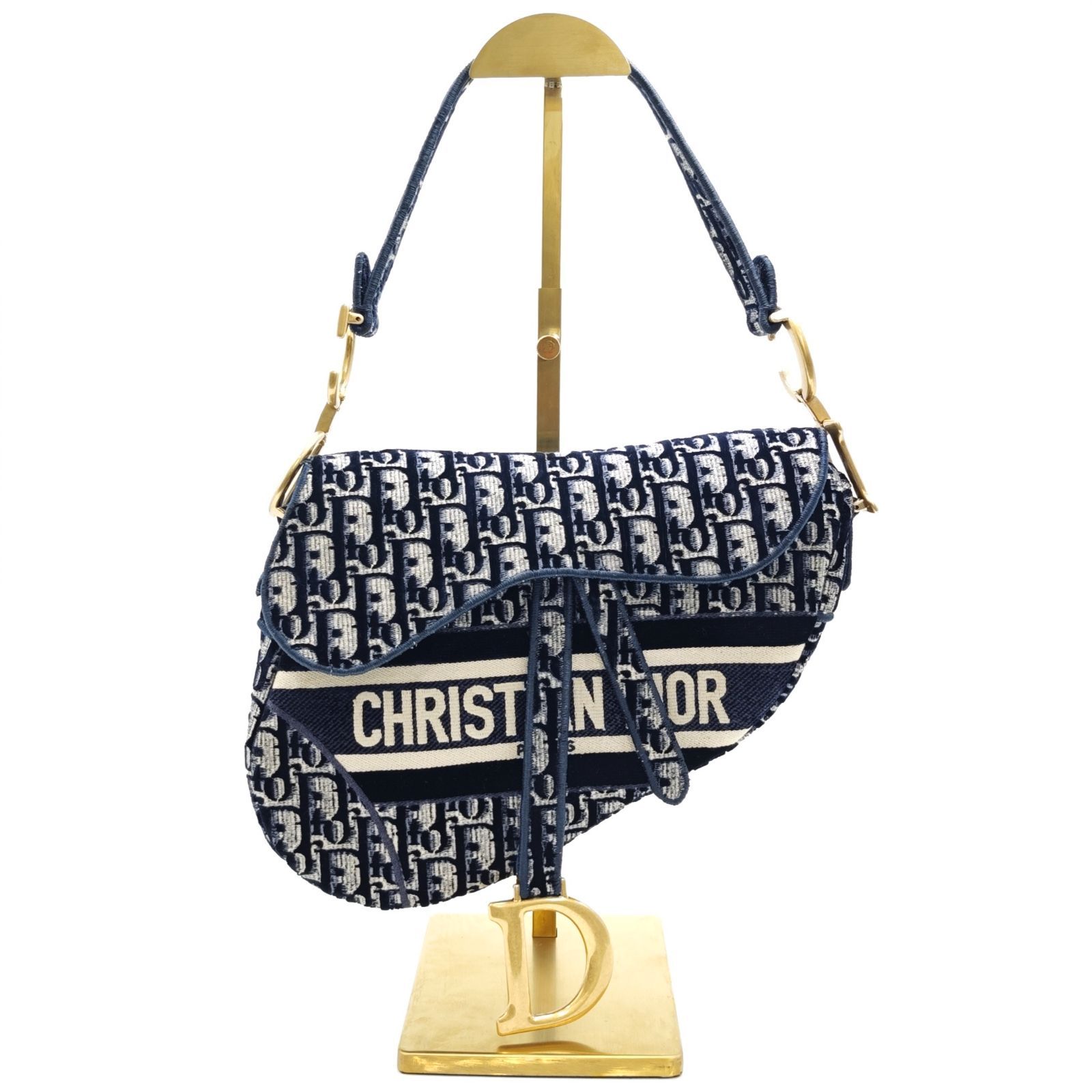 【中古】Dior サドルバッグ ベルベット ストラップ付き