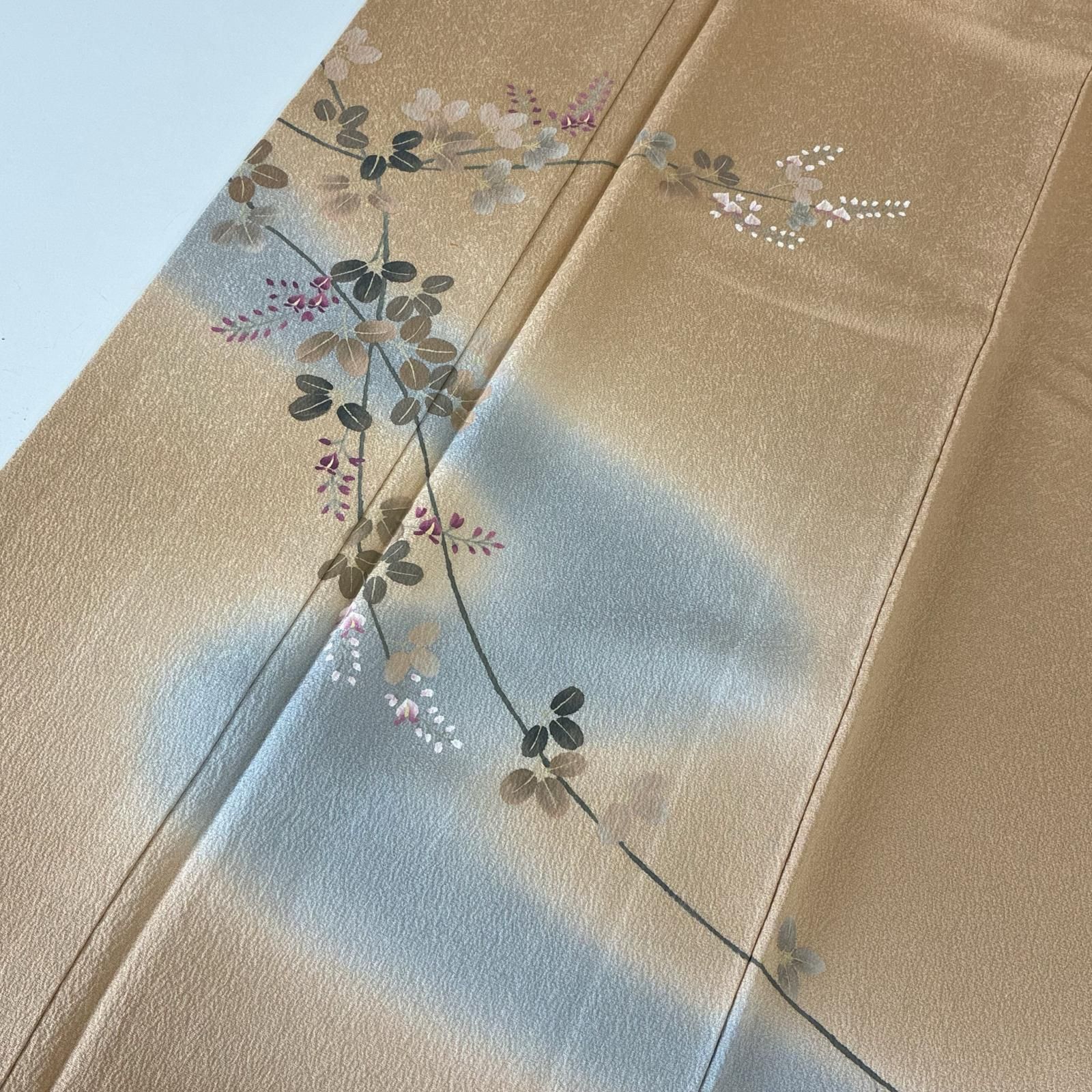 作家物 付け下げ 正絹 紋なし 暈し 美しい染めの花 袷 着物 MK-7587 