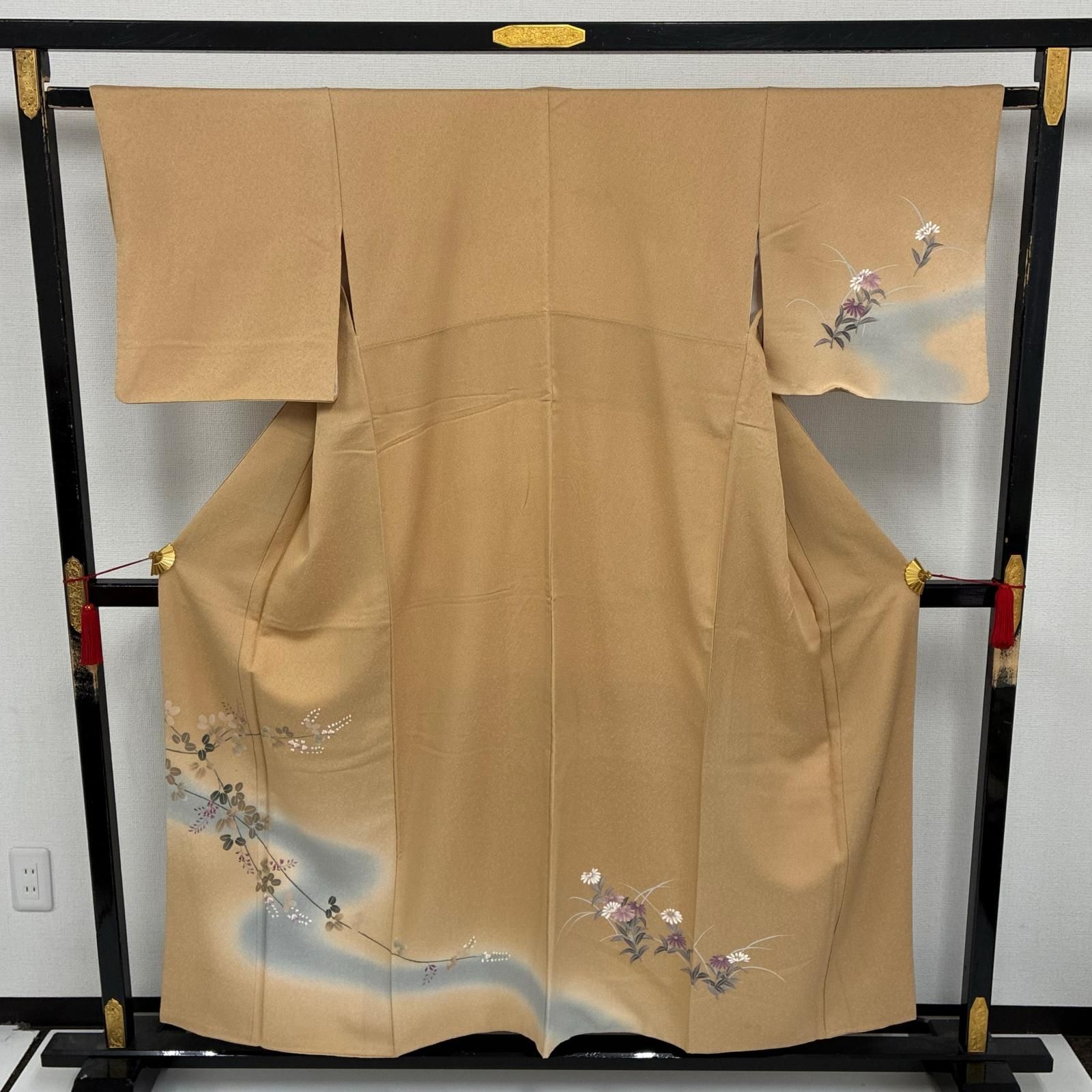 作家物 付け下げ 正絹 紋なし 暈し 美しい染めの花 袷 着物 MK-7587 