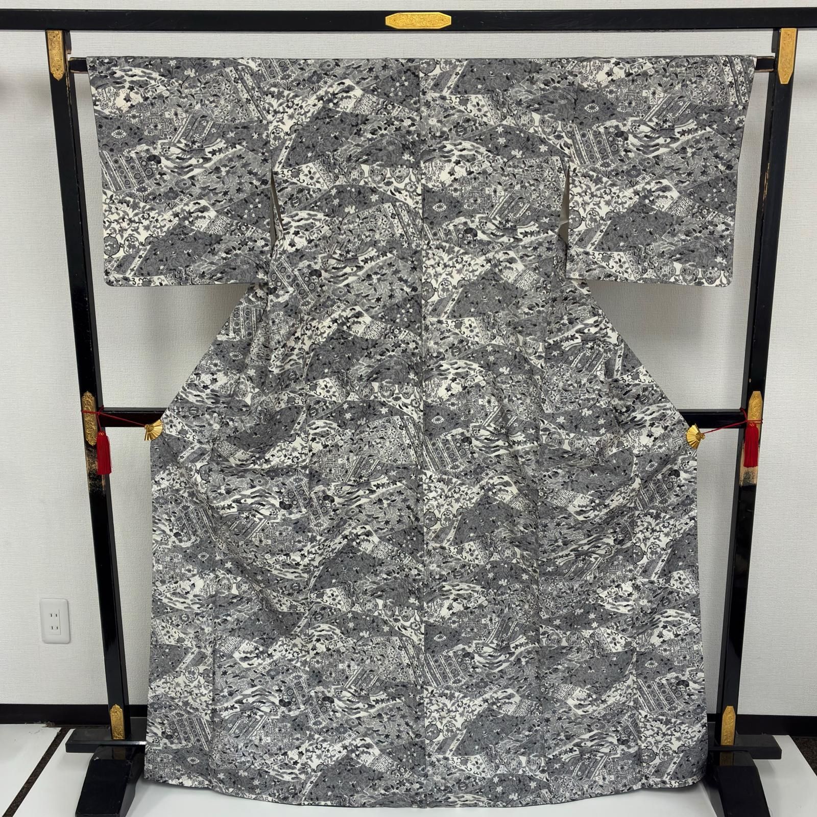 正絹紬染め袷着物 染め大島紬 正絹 色味の良い 更紗 袷 着物 MK-7588 - メルカリ