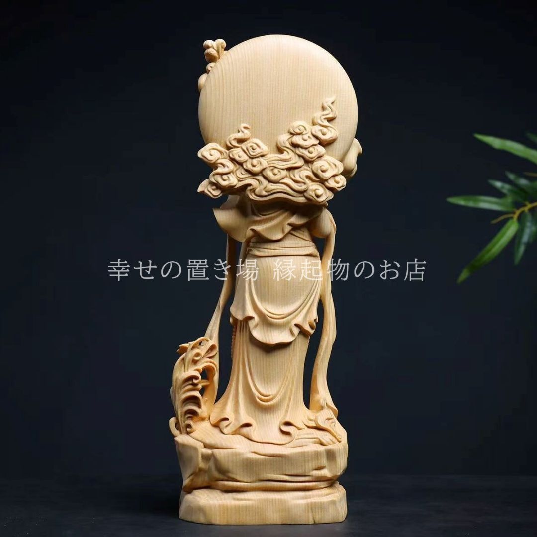 観音菩薩 置物 オブジェ 神 神様 仏 仏像 木製 桧木 木彫 インテリア オブジェ 幸運 長寿 縁起物 魔除け 厄除 開運 幸運 財運 金運 安産祈願 無病息災 子宝 健康運 リビング